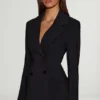 Blazer structuré à double boutonnage Marika en noir