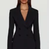 Blazer structuré à double boutonnage Marika en noir