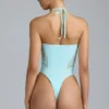 Body d&rsquo;été à dos nu et lacets, bleu glacier