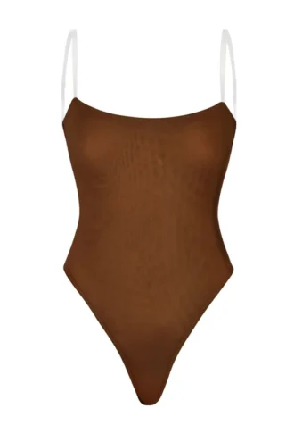 Body string à bretelles invisibles en maille douce Intimates, couleur marron