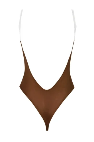 Body string à bretelles invisibles en maille douce Intimates, couleur marron