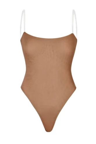 Body string à bretelles invisibles en maille douce Intimates, couleur miel