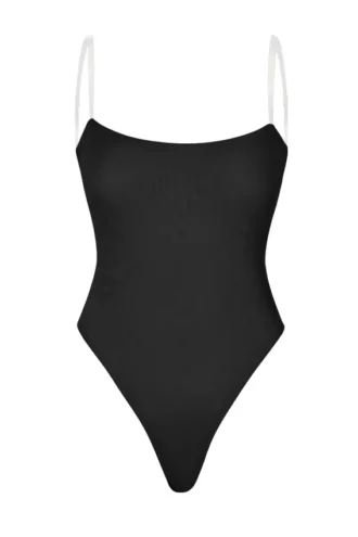 Body string à bretelles invisibles en maille douce Intimates, couleur noir