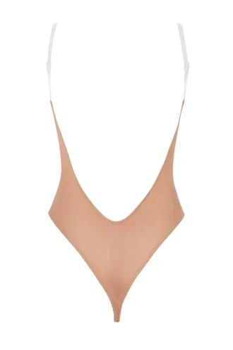 Body string à bretelles invisibles en maille douce Intimates, couleur pêche chaud