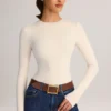 Body Ziva en modal à col rond et manches longues, couleur crème Body Ziva en modal à col rond et manches longues, couleur crème