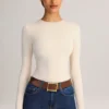 Body Ziva en modal à col rond et manches longues, couleur crème Body Ziva en modal à col rond et manches longues, couleur crème