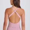 Bodys à dos croisé superposés en jersey de coton extensible, couleur mauve