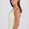 Bodys à dos croisé superposés en jersey de coton stretch, couleur crème Bodys à dos croisé superposés en jersey de coton stretch, couleur crème