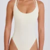 Bodys à dos croisé superposés en jersey de coton stretch, couleur crème Bodys à dos croisé superposés en jersey de coton stretch, couleur crème