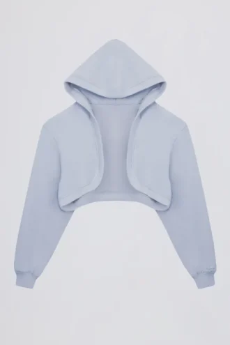 Boléro court à capuche en jersey brossé, bleu clair