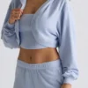 Boléro court à capuche en jersey brossé, bleu clair Boléro court à capuche en jersey brossé, bleu clair