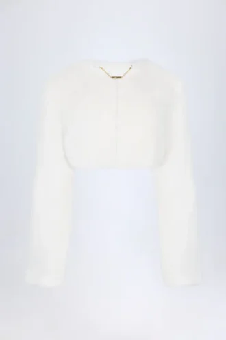 Boléro court en fausse fourrure Almerinda, blanc