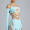 Boléro court Pixie orné de motifs, bleu glacier Boléro court Pixie orné de motifs, bleu glacier