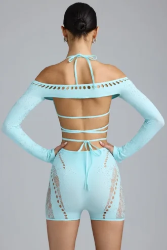 bolro court pixie orn de motifs bleu glacier 2 330x495 - Bol&eacute;ro court Pixie orn&eacute; de motifs, bleu glacier
