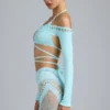 Boléro court Pixie orné de motifs, bleu glacier Boléro court Pixie orné de motifs, bleu glacier