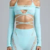 Boléro court Pixie orné de motifs, bleu glacier Boléro court Pixie orné de motifs, bleu glacier