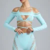 Boléro court Pixie orné de motifs, bleu glacier Boléro court Pixie orné de motifs, bleu glacier
