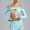 Boléro court Pixie orné de motifs, bleu glacier Boléro court Pixie orné de motifs, bleu glacier