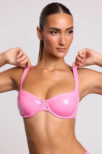 Bralette à armatures en vinyle Estelle, rose