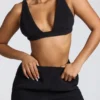 Bralette en molleton à col en V pour la maison, en noir Bralette en molleton à col en V pour la maison, en noir