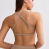 Bralette à encolure dégagée en tissu éponge, couleur brun moka