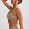 Bralette à encolure dégagée en tissu éponge, couleur brun moka