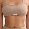 Bralette à encolure dégagée en tissu éponge, couleur brun moka
