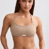 Bralette à encolure dégagée en tissu éponge, couleur brun moka
