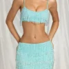 Bralette à franges Aerin en bleu aqua