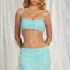 Bralette à franges Aerin en bleu aqua
