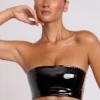 Brassière bandeau en vinyle Jadis, couleur noire