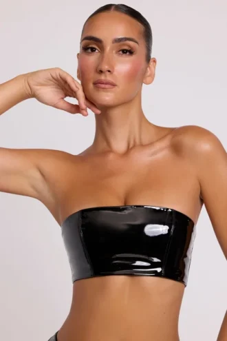 Brassière bandeau en vinyle Jadis, couleur noire