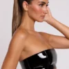 Brassière bandeau en vinyle Jadis, couleur noire