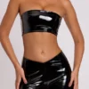 Brassière bandeau en vinyle Jadis, couleur noire