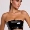 Brassière bandeau en vinyle Jadis, couleur noire