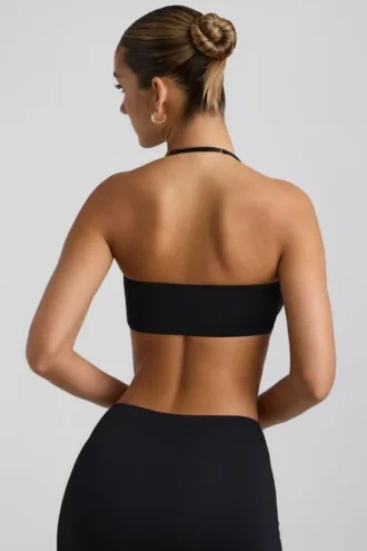 Brassière dos nu en jersey fluide avec détails métalliques Jerika, en noir