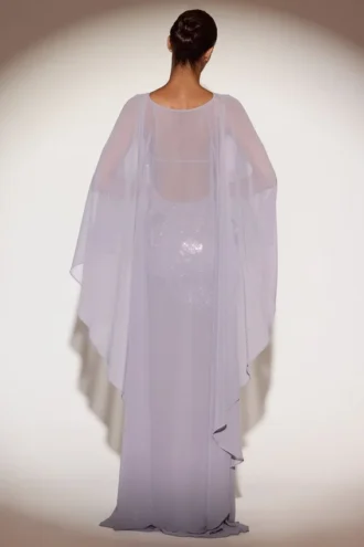 Cape drapée en mousseline transparente Jovelle, couleur lilas Cape drapée en mousseline transparente Jovelle, couleur lilas