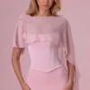 Cape Velina en mousseline rose poudré Cape Velina en mousseline rose poudré