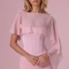Cape Velina en mousseline rose poudré Cape Velina en mousseline rose poudré