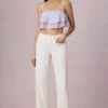 Jean Bobbi à taille mi-haute et jambes évasées, délavage écru