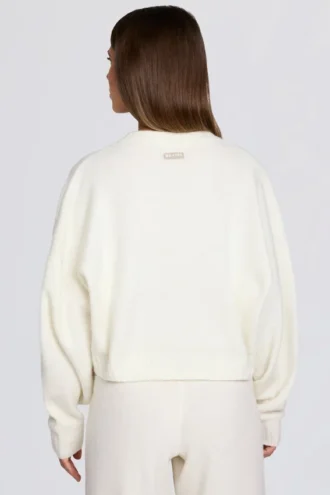 Cardigan court en maille ivoire