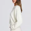 Cardigan court en maille ivoire