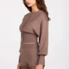 Shorts en maille à taille mi-haute Antonia, couleur moka