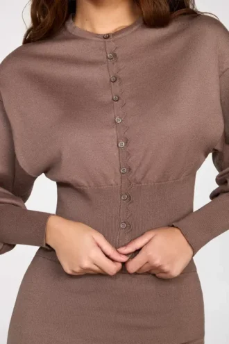 Cardigan à manches longues en maille Anele, couleur moka