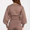 Shorts en maille à taille mi-haute Antonia, couleur moka