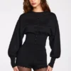 Cardigan à manches longues en maille Anele, noir