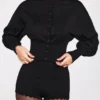 Cardigan à manches longues en maille Anele, noir