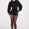 Cardigan à manches longues en maille Anele, noir