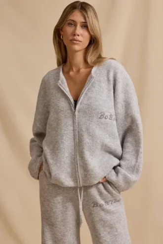 Cardigan oversize zippé en marl glacé