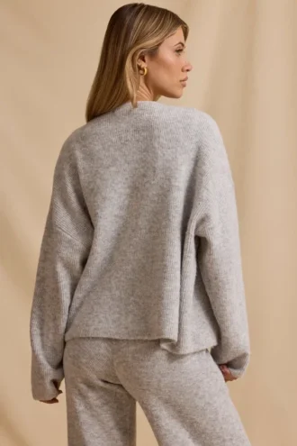 Cardigan oversize zippé en marl glacé